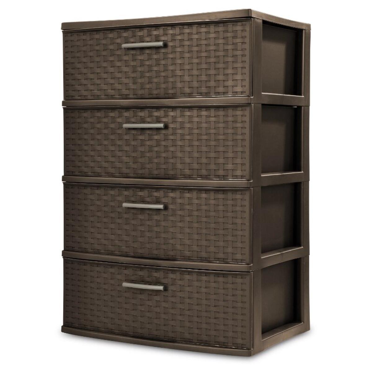 Sterilite 4 Drawer Wide Weave Tower Espresso storage drawers kitchen drawer organizer under desk drawer