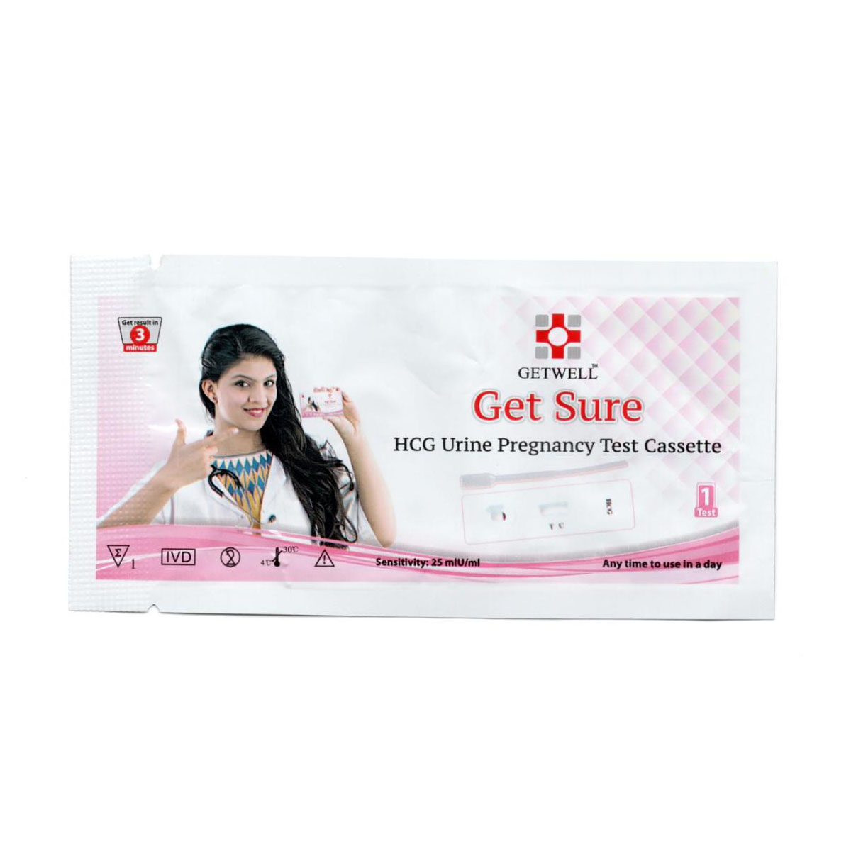 02 Pcs Get Sure Pregnancy Test Digital Cassette Device Kit - Urine HCG Check Strips