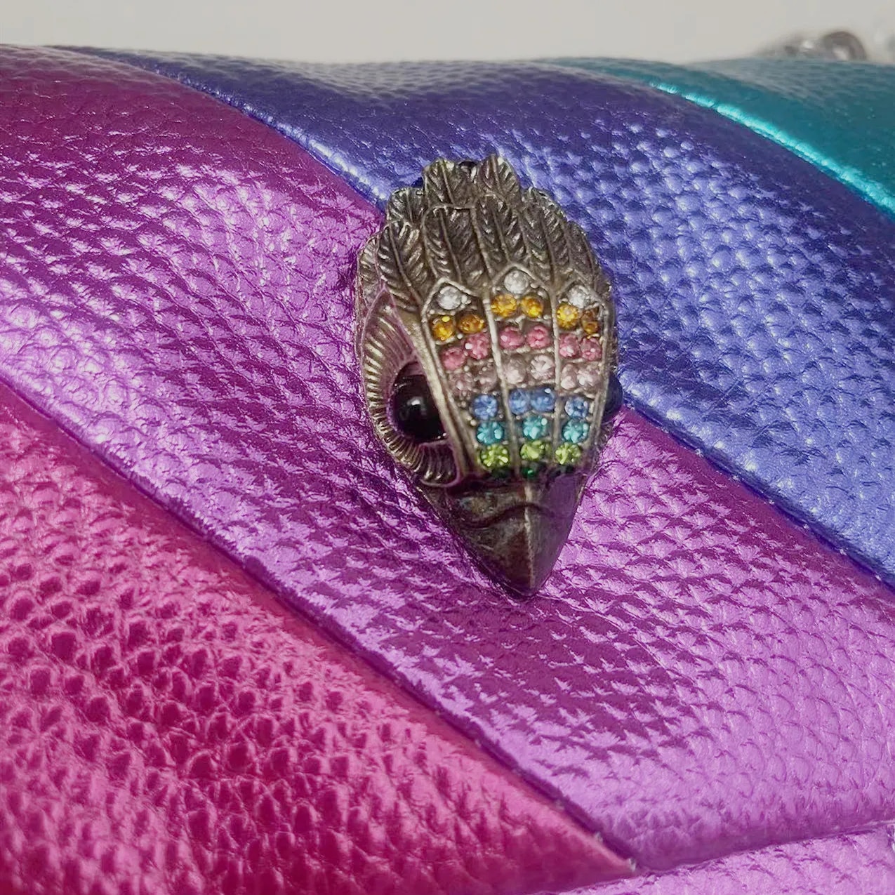 Rainbow Eagle Head Handbags Cross Body Bag 26cm Medium Raibow Bird Head Patchwork Shouler Bags Chain Small Flap Purse. 