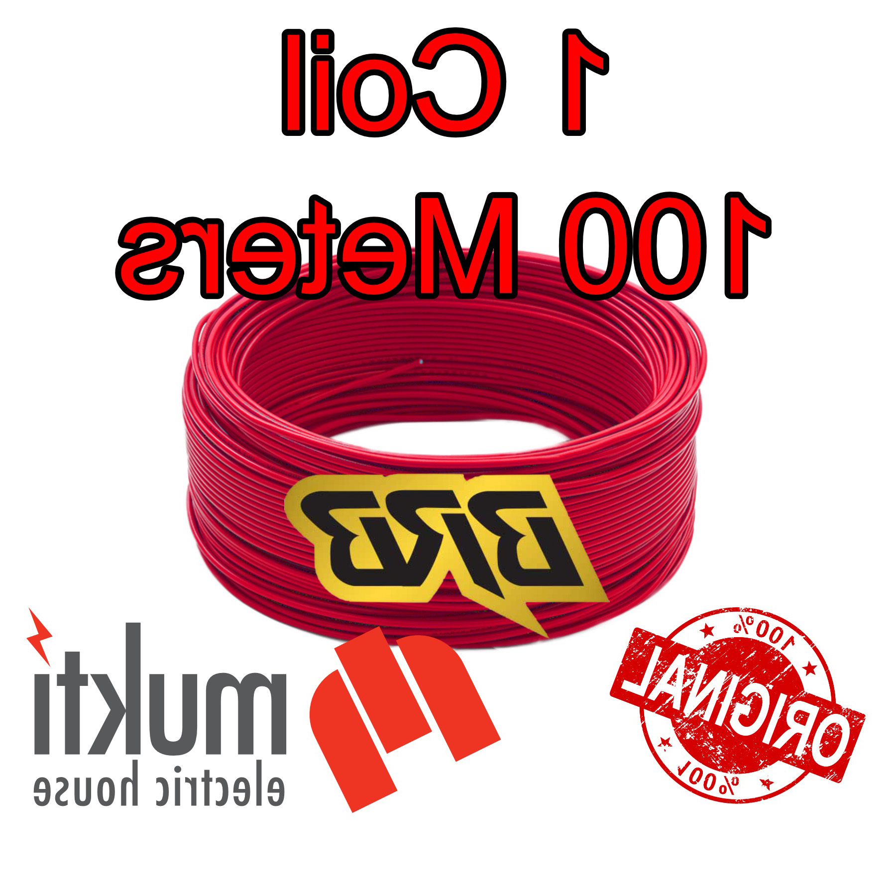 BRB Red Cable 1X3.0RM 7-W BYA FR Skin Coated Single Core PVC Insulated Non-Sheathed Wire Copper Cord 3RM 7W. 