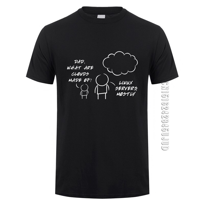 Linux servers Mostly Cloud T Shirt Summer Men O Neck Cotton Computer Programmer Tshirt Funny Man T-shirts. 