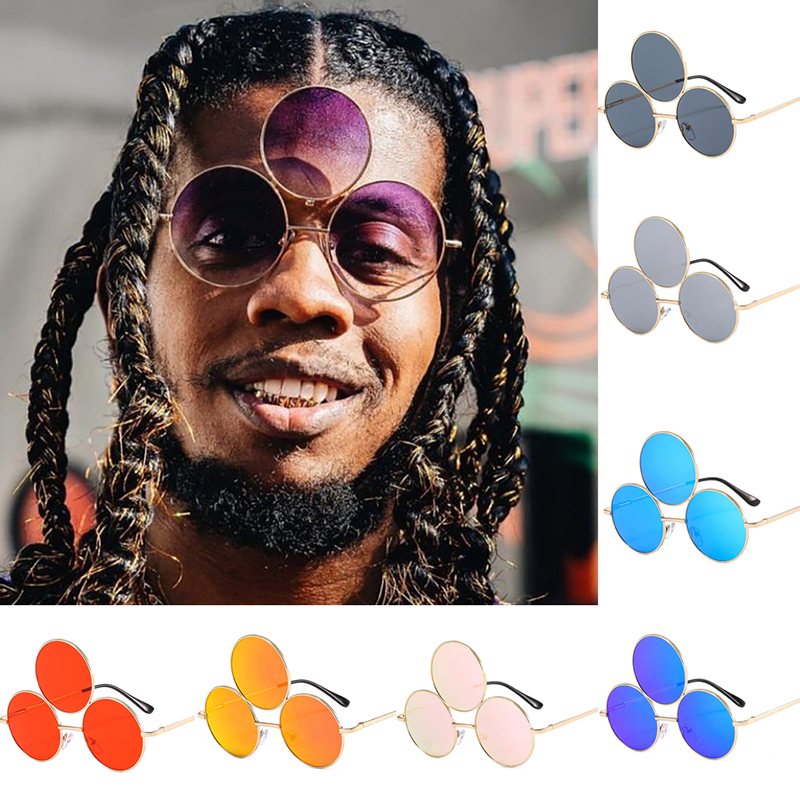 Third Eye Round Sunglasses Women/Men Holiday Sun Glasses Three Lenses Eyewear Shades UV400. 