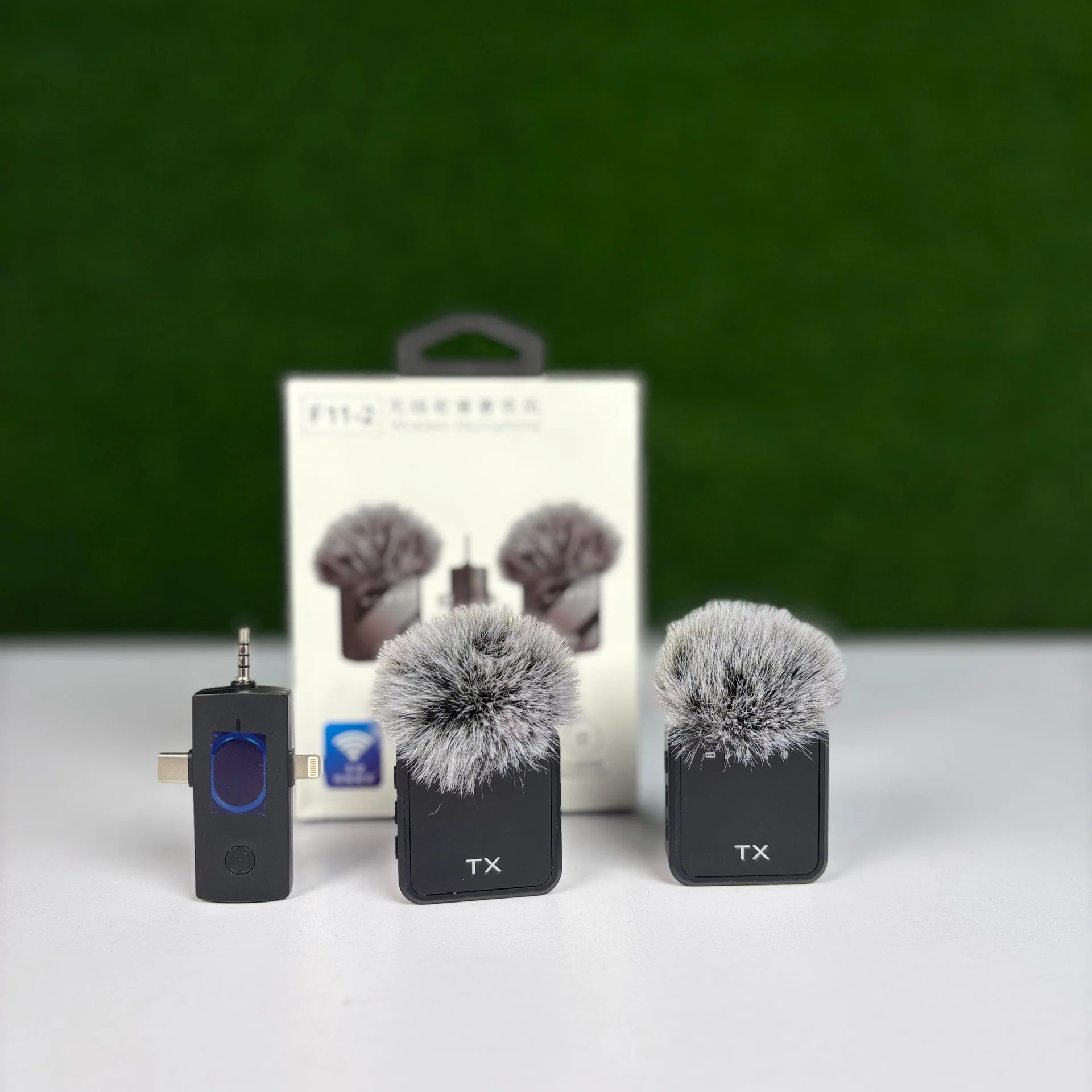 F11-2:1 Collar Wireless Microphone 3in1 iPhone, Android, Camera & Type-C Supported 99% Noise Cancellation. 