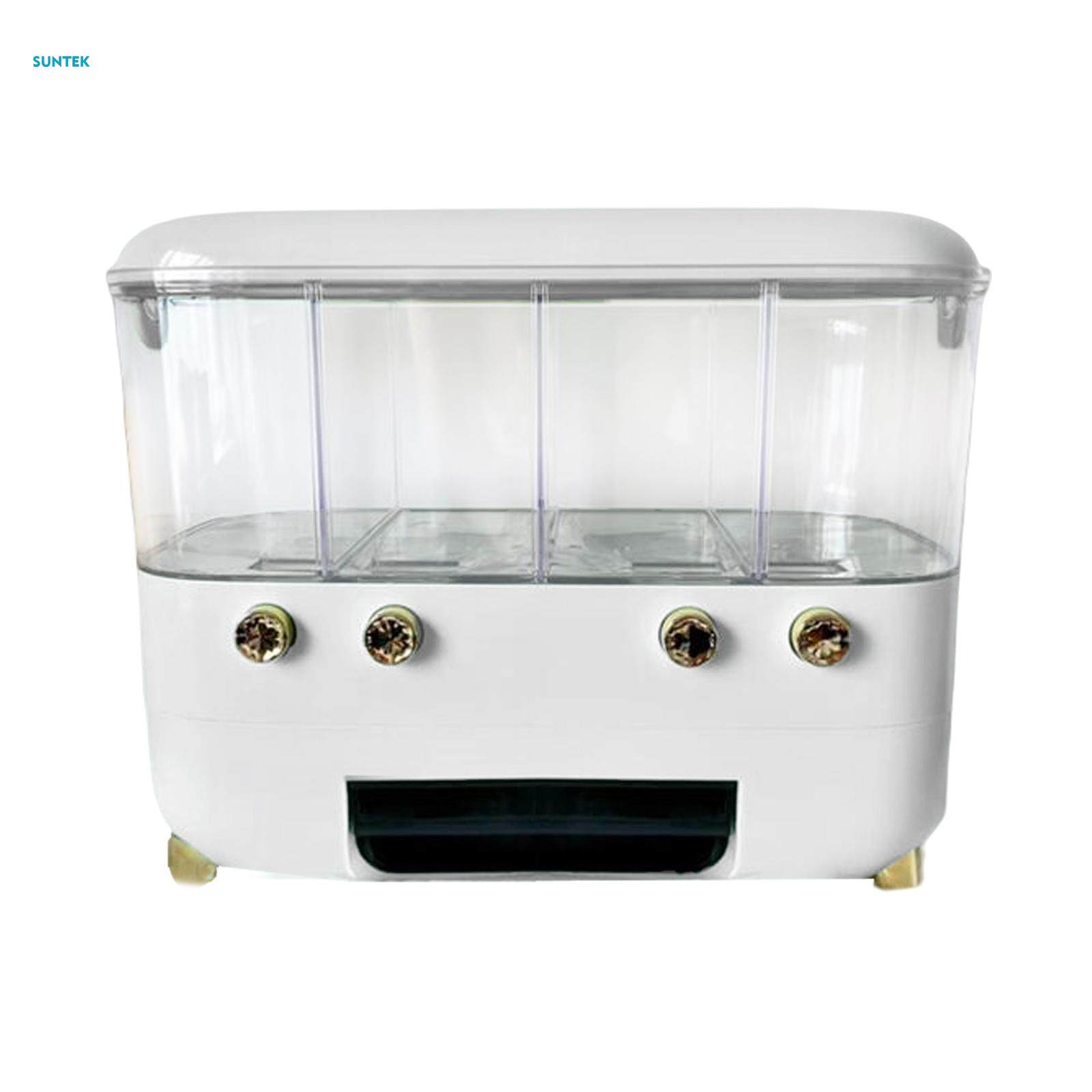 Dispenser Rice Container 4 Grid for Soy, Corn, Rice, Red. 