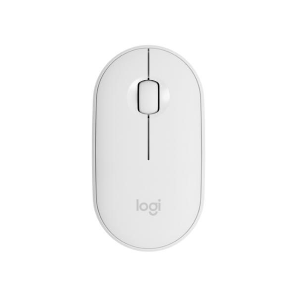 Logitech M350s Pebble Mouse 2, Tonal White Wireless and Bluetooth Mouse