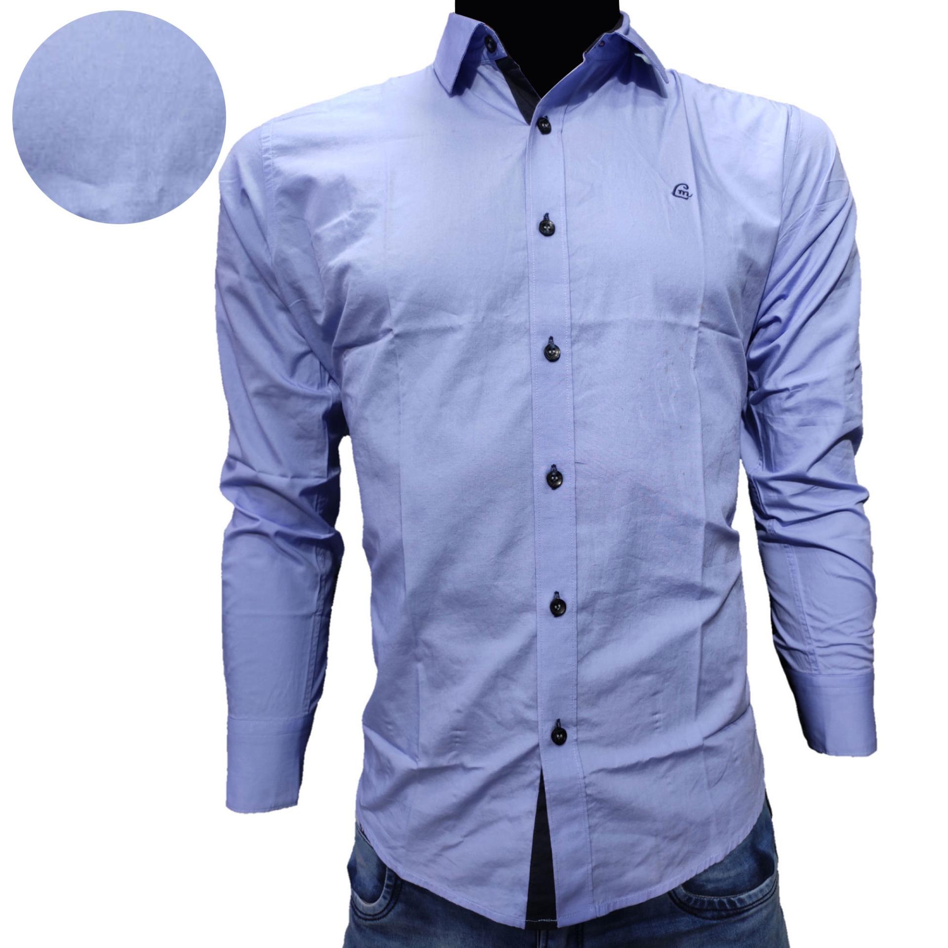 Cotton Sky Blue Design Slim Fit Shirt For Men Buy Online At Best Prices In Bangladesh Daraz Com Bd