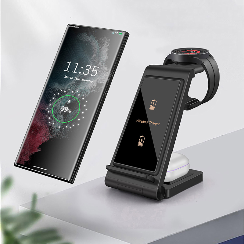 3 In 1 Wireless Charger For Samsung S23 Ultra/S22/S21/S20/Note 20/Z Flip 4/Z Fold 4 Fast Charging Station For Galaxy Watch 5 Pro Hudduo. 