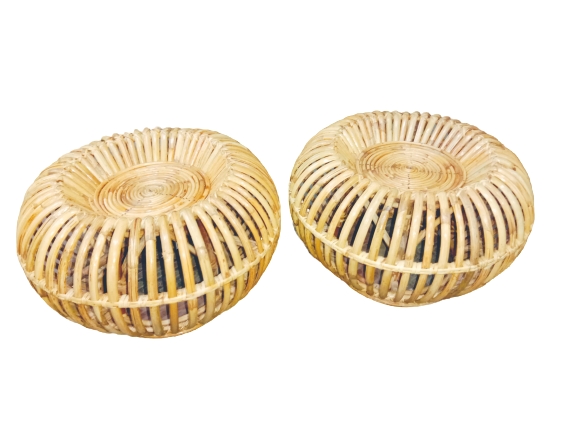 Rattan Pumpkin Large Mora - 2× Pcs Together  Mora - Cane And Craft Design Mura. 