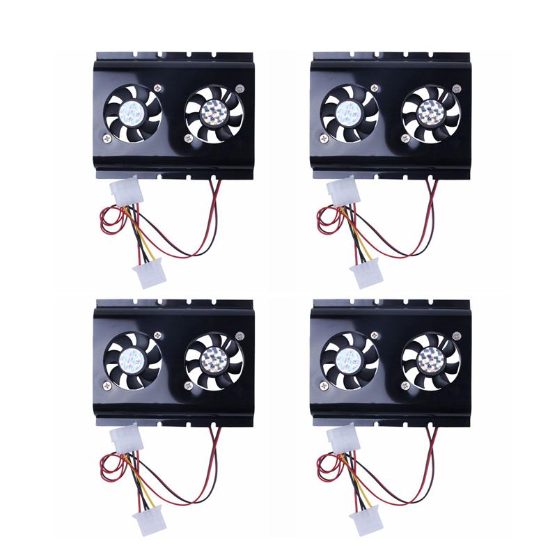 4X Black 3.5 SATA IDE Hard Disk Drive HDD 2 Fan Cooler for PC