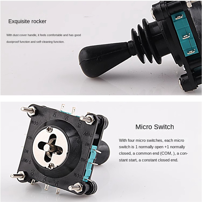 Monolever Joystick Switches with Push Button 2 4 8 Way Reset Momentary Toggle -Rocker Switches SCV4--05R2G Easy Install. 