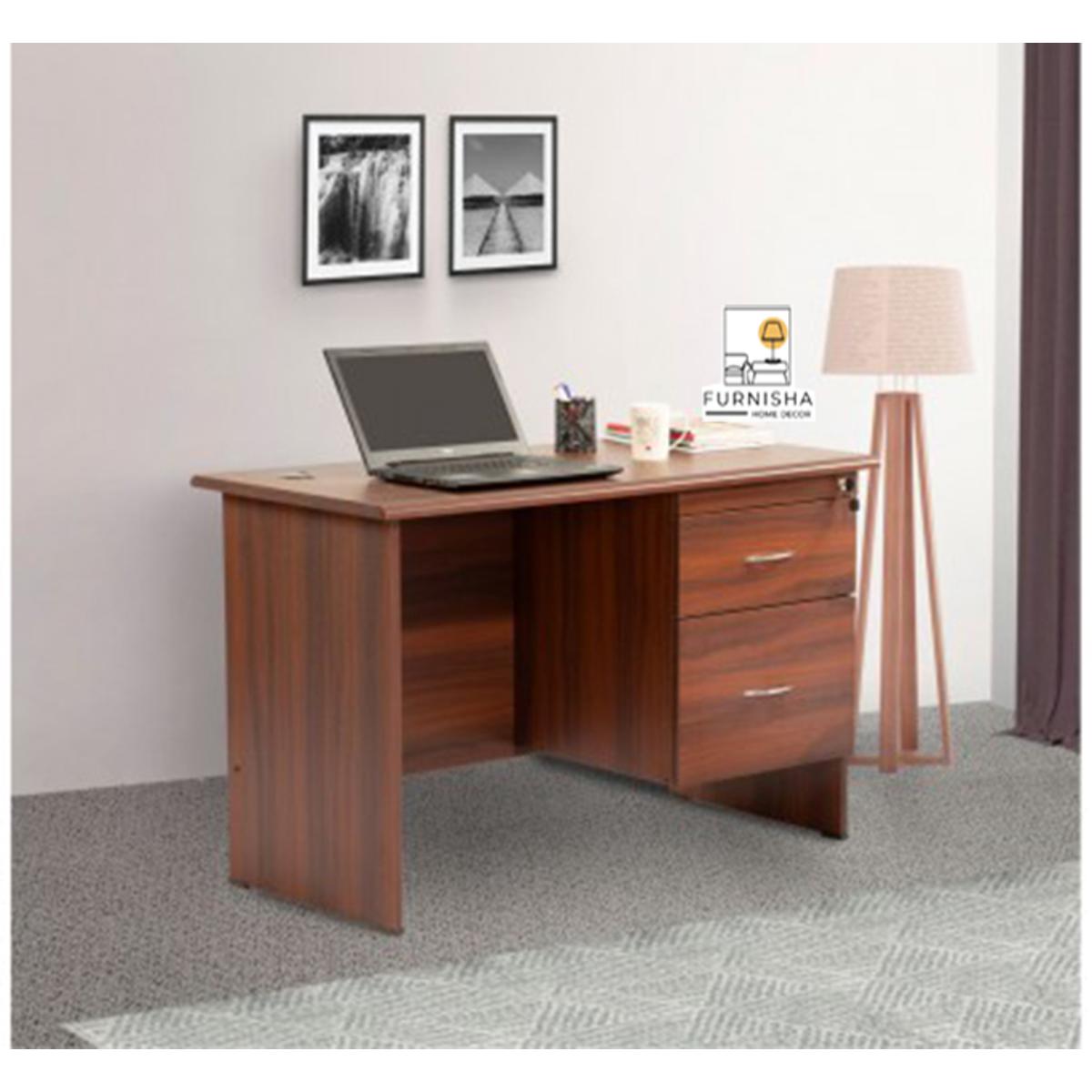 Furnisha Executive Office Table with | Work station Office Desk | Cash Counter Table (Finish Color Walnut) (Walnut)