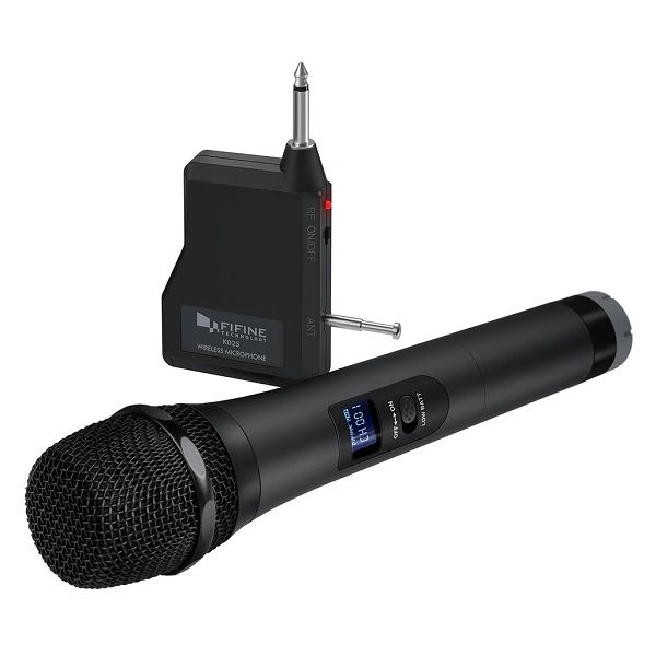 Fifine K025 Wireless Handheld Microphone System, Battery-powered For Karaoke Night. 