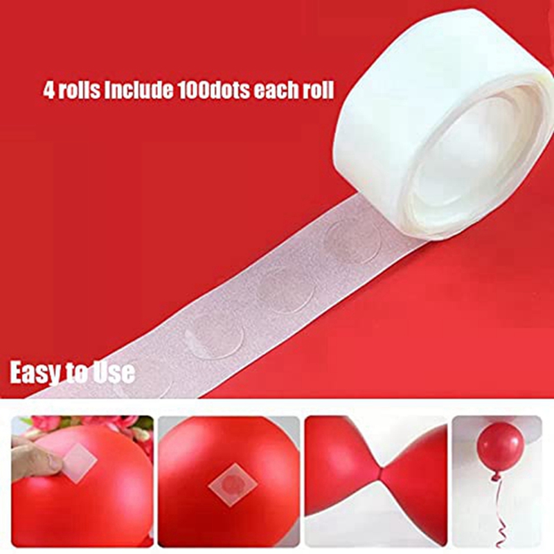 JAERBEE 4 Rolls Glue Point Balloon Glue Removable Adhesive Dots Double Sided Dots of Glue Tape for Balloons for Party Decoration. 