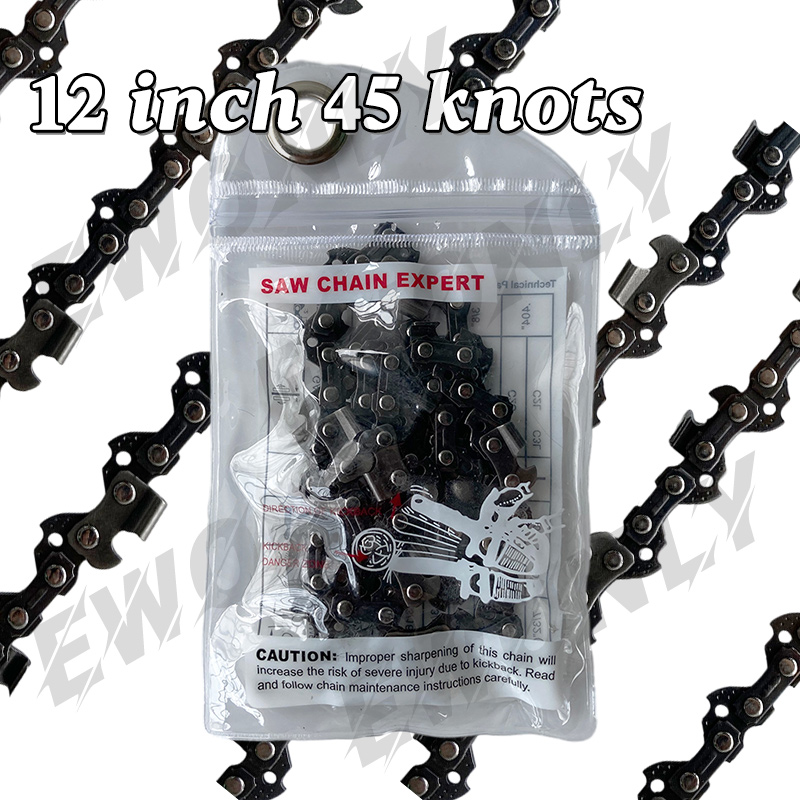 12 Inches Chainsaw Chain, Replacement Chain For Cordless Electric Portable Mini Chainsaw, Guide Saw Chain 3/8" Pitch.043" Gauge 45 Drive Links Replacement Chain