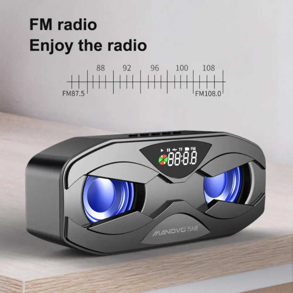 Powerful Bass Wireless Bluetooth Speaker LED Rhythm Flash Luidspreker FM Radio Wekker TF Card Super 6D Surround Sound Subwoofer