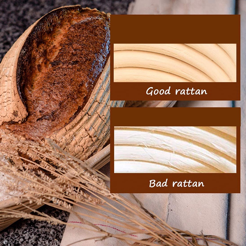 Oval Bread Proofing Basket, Handmade Banneton Bread Proofing Basket Brotform with Bread Lame, Dough Scraper, Proofing Cloth Liner for Sourdough Bread, Baking(9.6 x 6 x 3 Inches) ， bread basket. 
