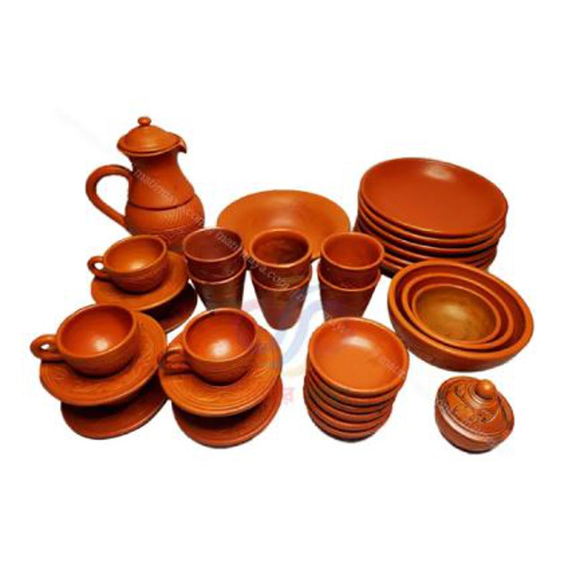 Matir Dinner Set 34 piece Smart kitchen Dinner set Clay Dinner Set Matir Dinner Set