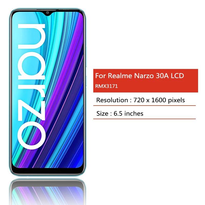 6.5 Original For Realme Narzo 30A RMX3171 LCD Display Touch Screen Digitizer Replacement For Realme Narzo30A Display. 