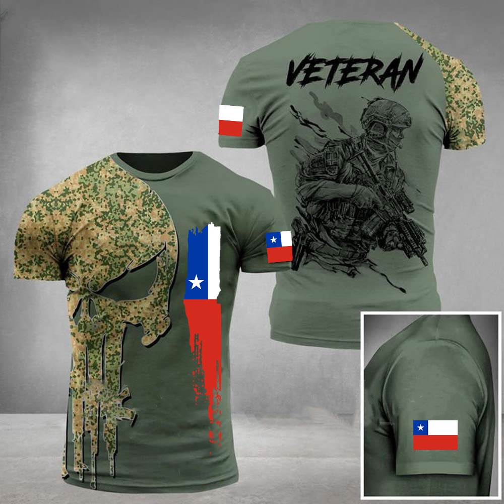Chile Shirt Men's T-Shirt Tops 3D Printed Chilean Flag Tees Veteran Short Sleeve Male Summer O Neck Oversized Vintage Streetwear. 