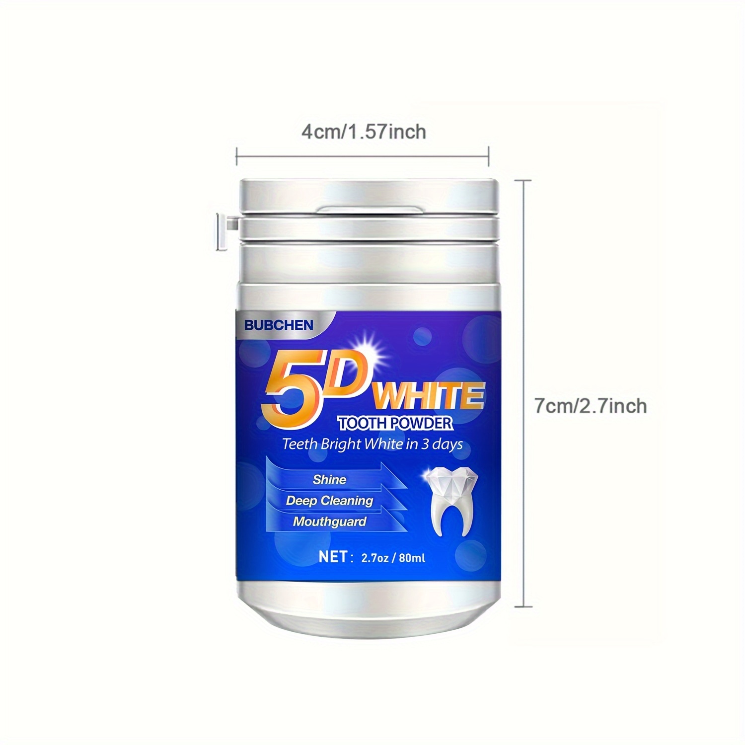 5D White Tooth Powder - Deep Cleaning Formula for Fresh Breath and Oral Hygiene - Gentle, Effective, and Ideal Gift for Women and Men. 