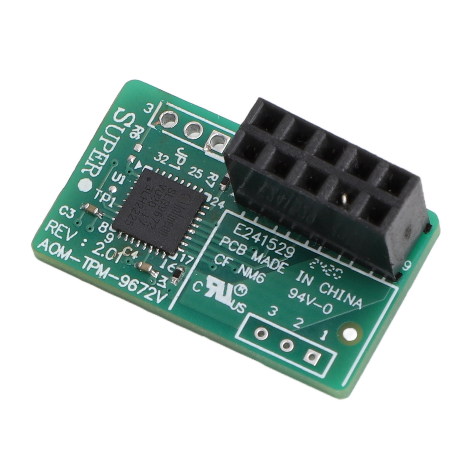 TPM 2.0 Module 10 Pin SPI Parallel AOM TPM 9672V Trusted Platform for SuperMicro Motherboard 10 Pin TPM Header