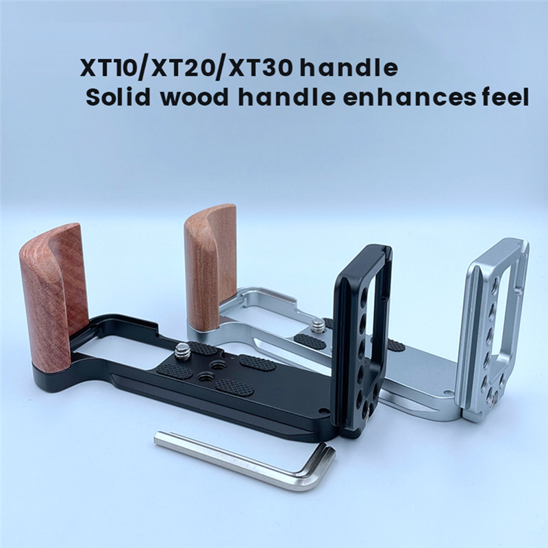 FORIDE Hand Grip Quick Release Wooden Camera L Plate for XT30 II XT30 XT20 XT10 Camera Grip Handle Silver. 