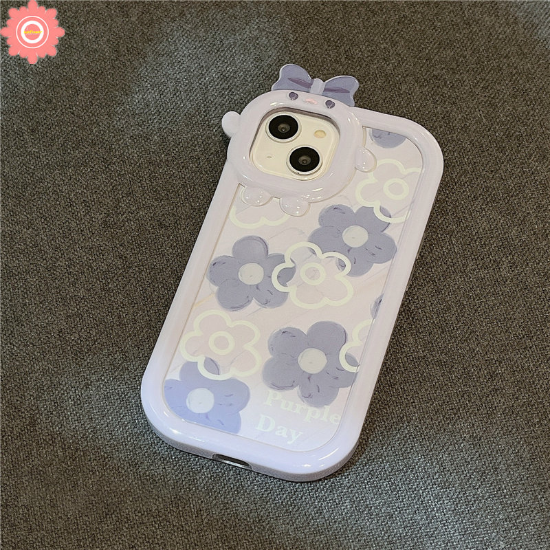 Ins Shell For Redmi 10A 9A 10 9T 10C 9C NFC A1 + Redmi Note 8 9 11 11Pro + 10 11s 10Pro POCO M3 X3 NFC Pro Mi 11Lite 3D Monster Lens Purple Flower Girl Simple Soft Casing. 