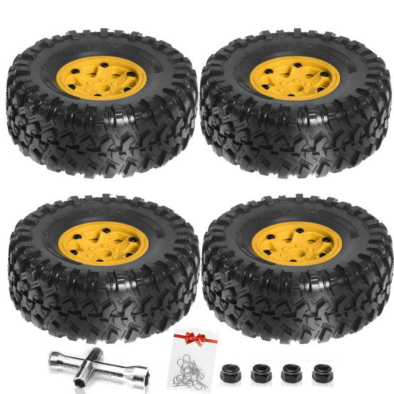 Tire Set for 1/10 RC Crawler Car Axial SCX10 Wraith RR10 Capra,Orange