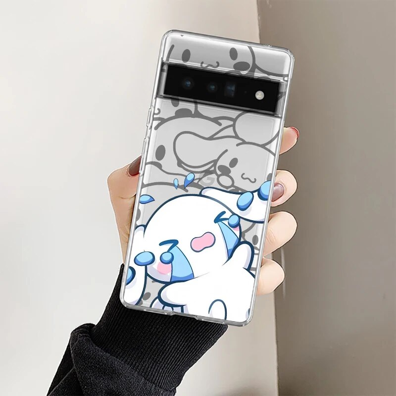 Girl Anime Cinnamoroll Transparent Phone Case For Google Pixel 8 7 6 Pro 6A 5A 5 4 4A XL 5G Soft Cover Coque Capa Phone Case. 