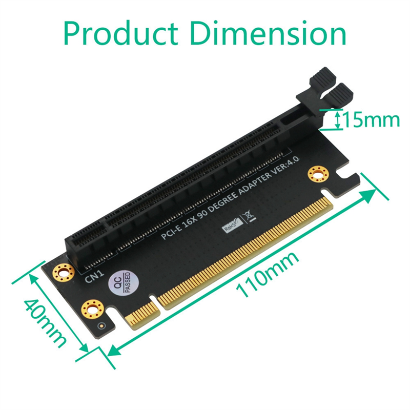 PCI-E16X 4.0 Graphics Card Test Adapter Board Multifunctional 2U Server Chassis PCI-E 4.0 90 Degree Adapter Card Easy Install Easy to Use. 