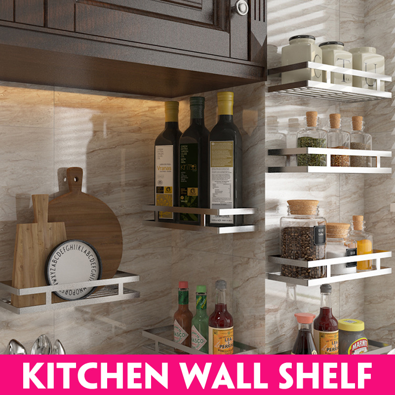 Hygiene Kitchen Wall Shelf Storage Organizer Shelf Bedding Spice Rack Punch Free Storage Rack Silver Guardrail 35cm Buy Online At Best Prices In Bangladesh Daraz Com Bd