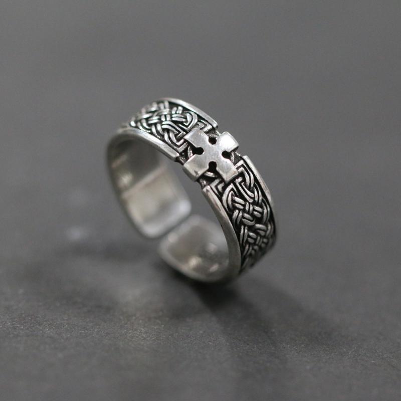 【Sooledead】（NEW）New Pattern Ring Silver Plated Adjustable Personality Men and Cocktail Party Jewelry Gift. 
