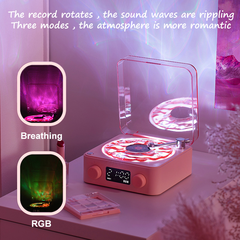 Waves Vinyl Player Bluetooth Speaker vintage White Noise altavoz bluetooth Retro Sleep Aid Turntable Speaker Vitrola with Light. 