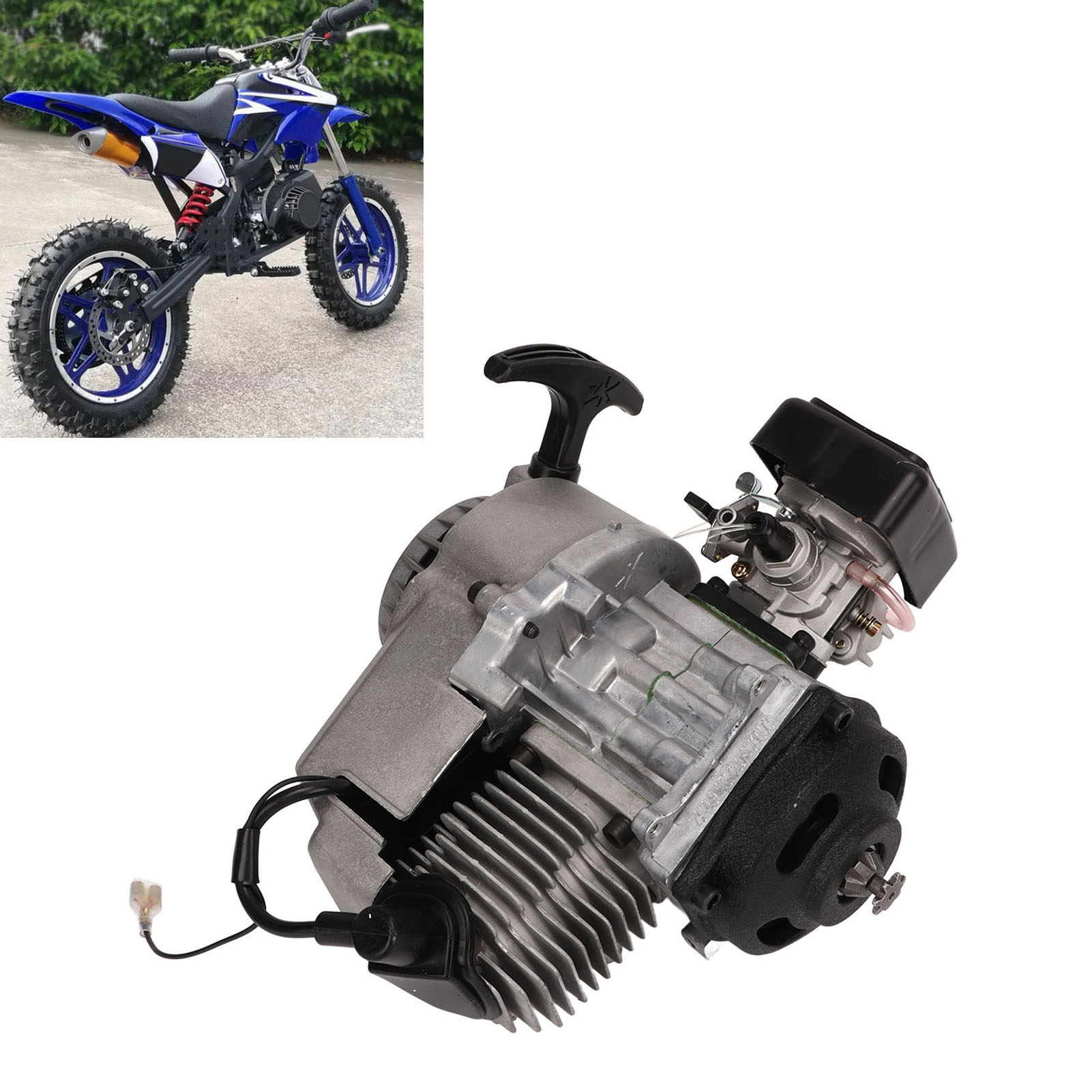 Pull Start Engine Motor, 49cc 2 Stroke Engine Motor High Horsepower for Pocket Bike. 