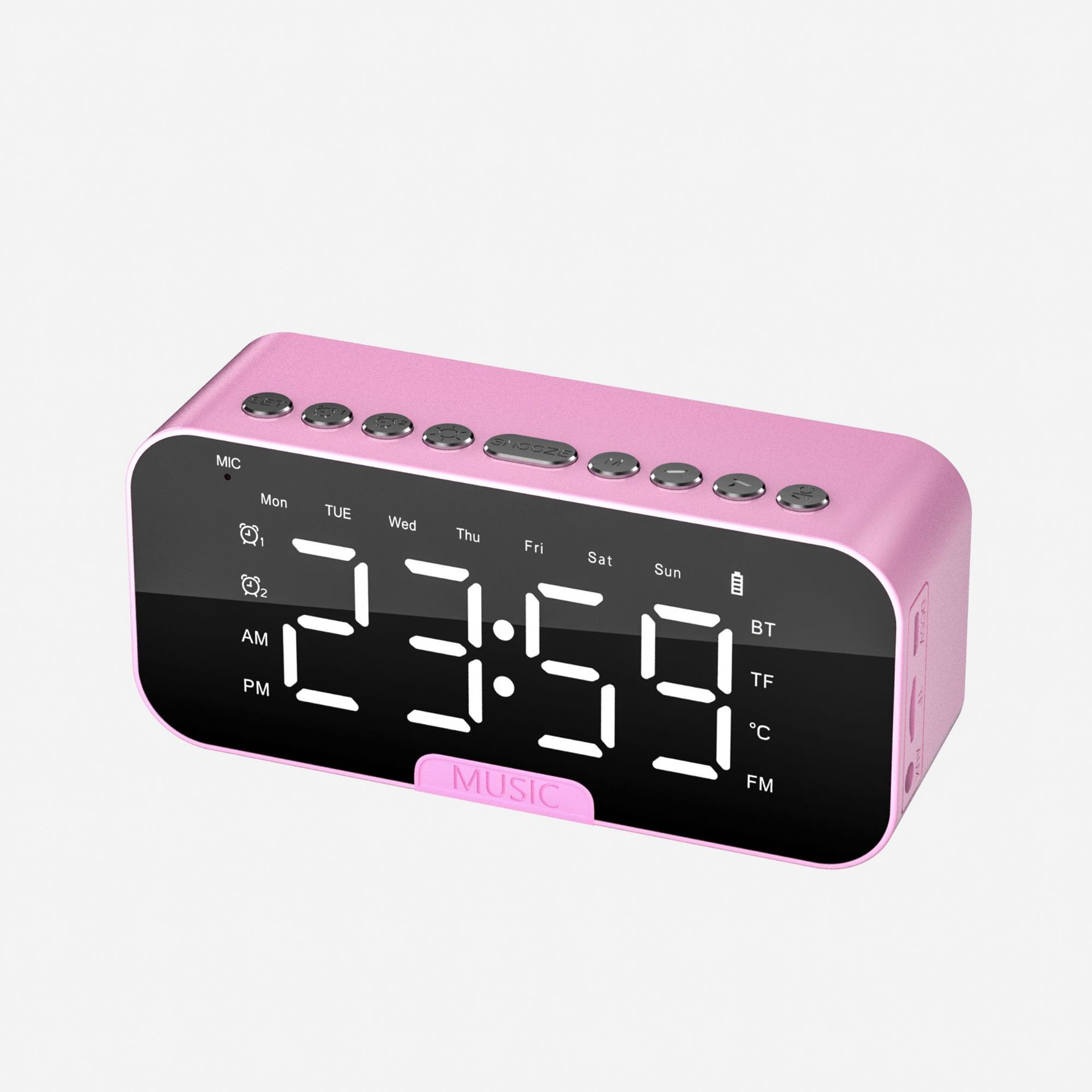 LED Digital Alarm Clock with Bluetooth Speaker Temperature FM Radio ...