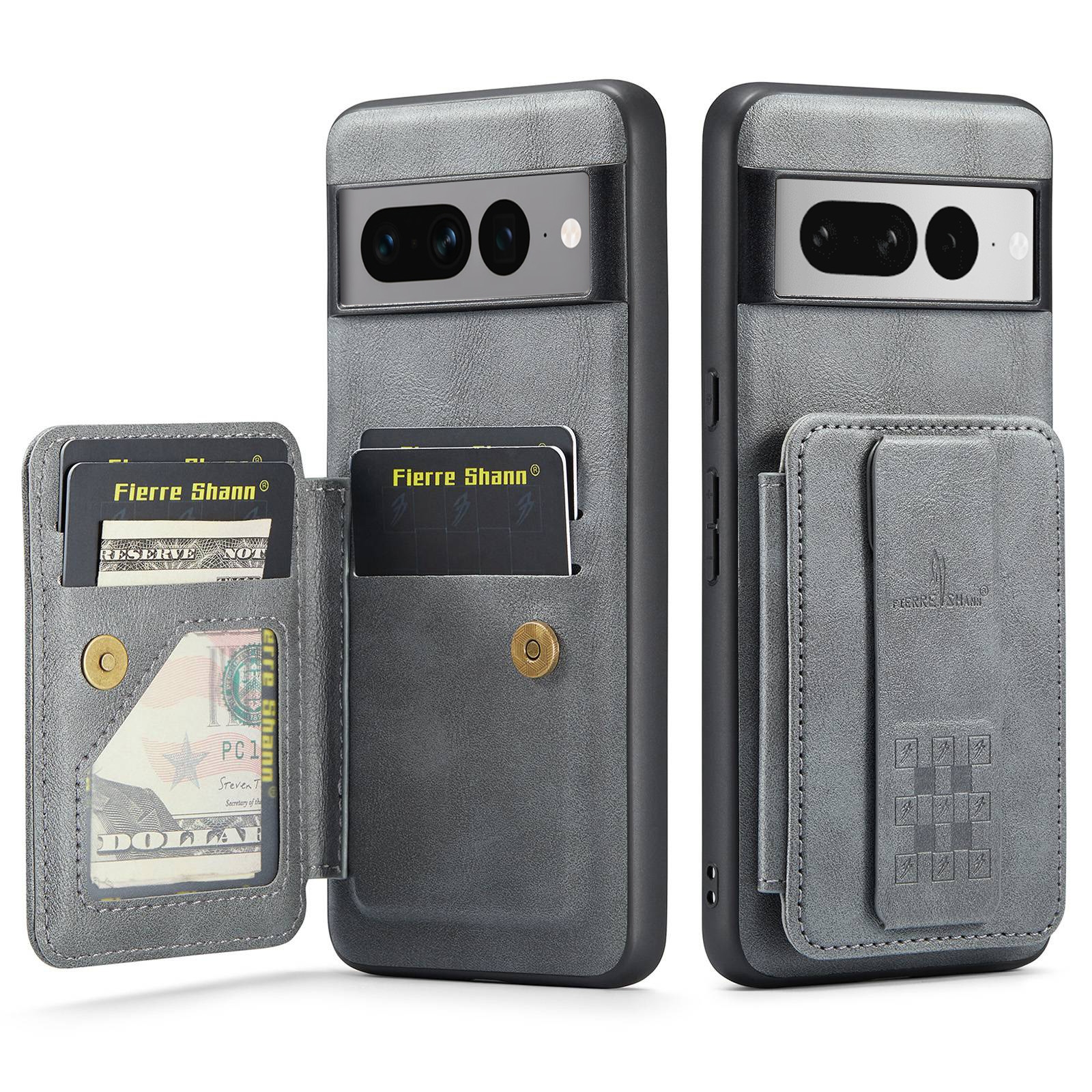 Fierre Shann Oil Wax Cow Leather Card Holder Back Phone Case For Google Pixel 8 Pro/Google Pixel 7a/Google Pixel 7/Google Pixel 8/Google Pixel 7 Pro/Google Pixel 8a
