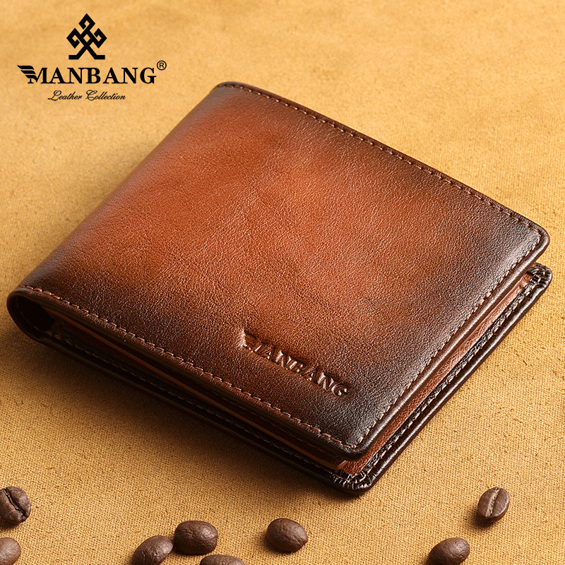 2023 ew en's Wallet ead Layer Leather Anti theft Card Swipe FI Leather Wallet Foreign rade