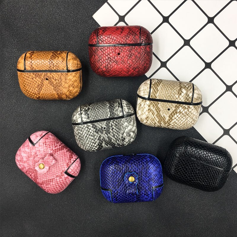 2023NWE Snake Skin PU Leather Earphone Case For Apple AirPods Pro