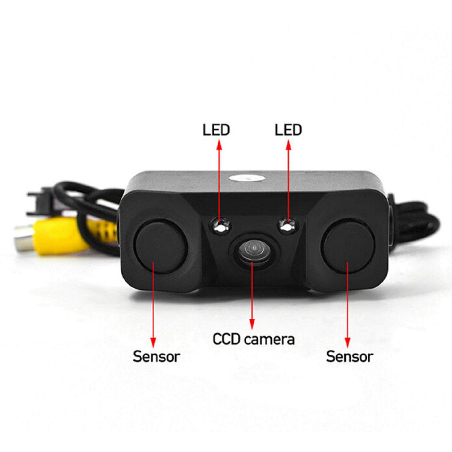 3 In1 Car Parking Reversing Radar Sensors Rear View Backup 170° Camera Universal. 