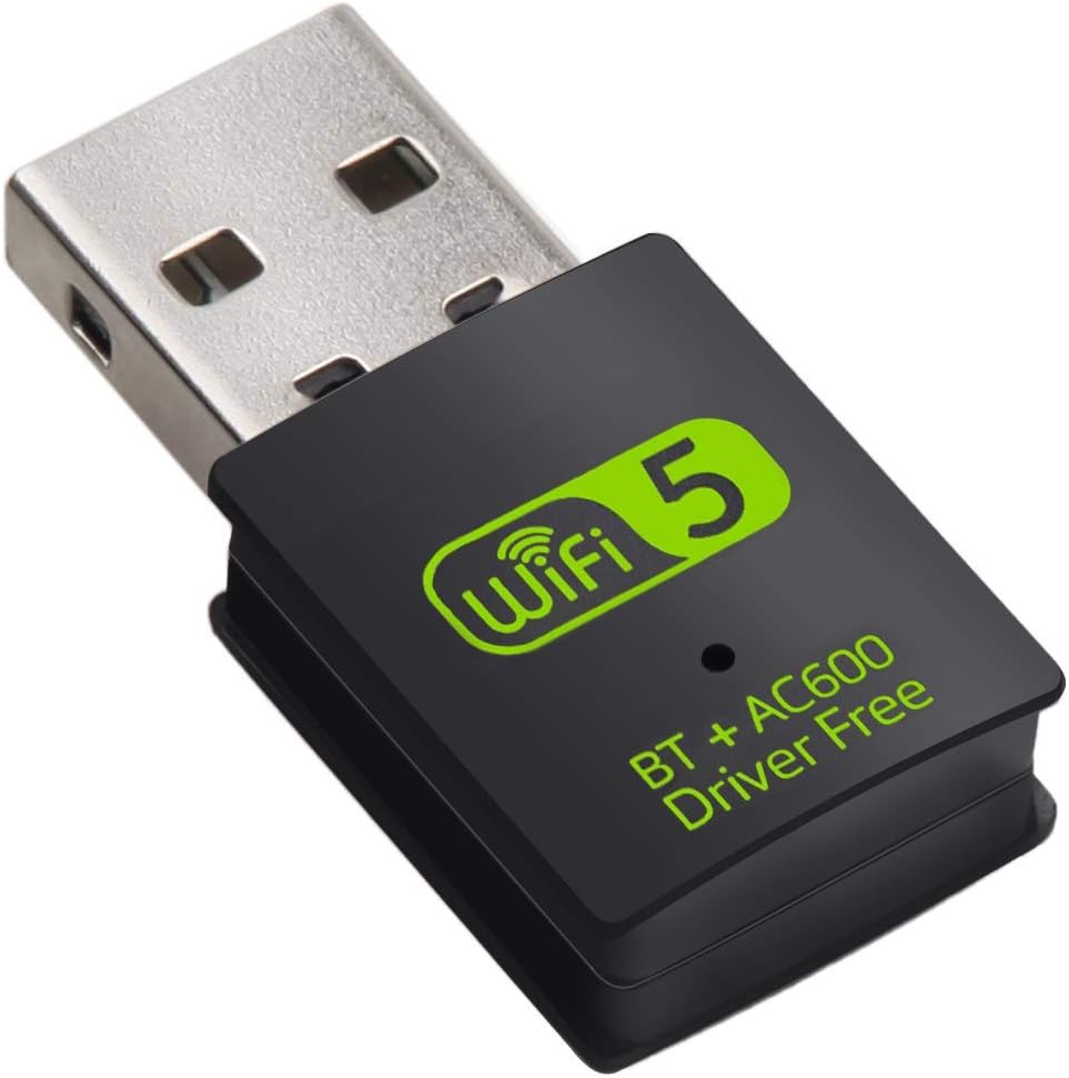USB WiFi Bluetooth Adapter, 600Mbps Dual Band 2.4/5Ghz Wireless Network External Receiver, Mini WiFi Dongle for PC/Laptop/Desktop. 