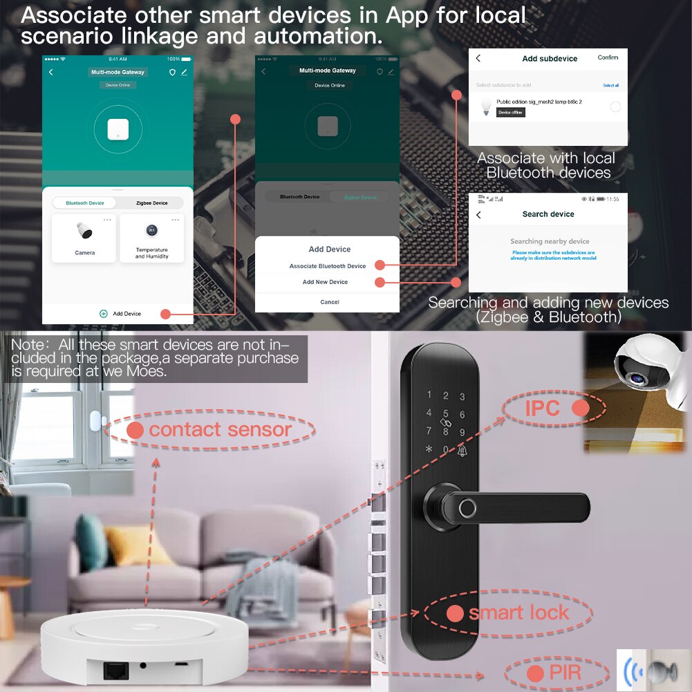 Multi-mode Smart Gateway ZigBee WiFi Bluetooth Mesh Wired Hub Work with Tuya Smart App Voice Control via Alexa Google Home. 