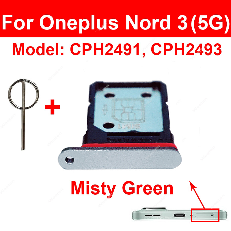 Sim Tray SD Card Tray Holder Card Compatible with Oneplus 1+ Nord 3 Nord CE2 Lite CE3 Lite Nord N20 N30 With Sim Ejector Pin Replacement Part. 