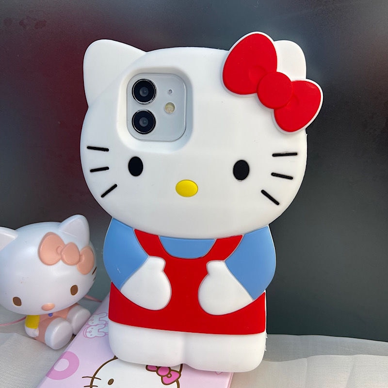 3D Stereoscopic Hello Kitty Phone Cases For iPhone 14 13 12 11 Pro Max XR XS MAX X 14pro MAX Back Cover. 
