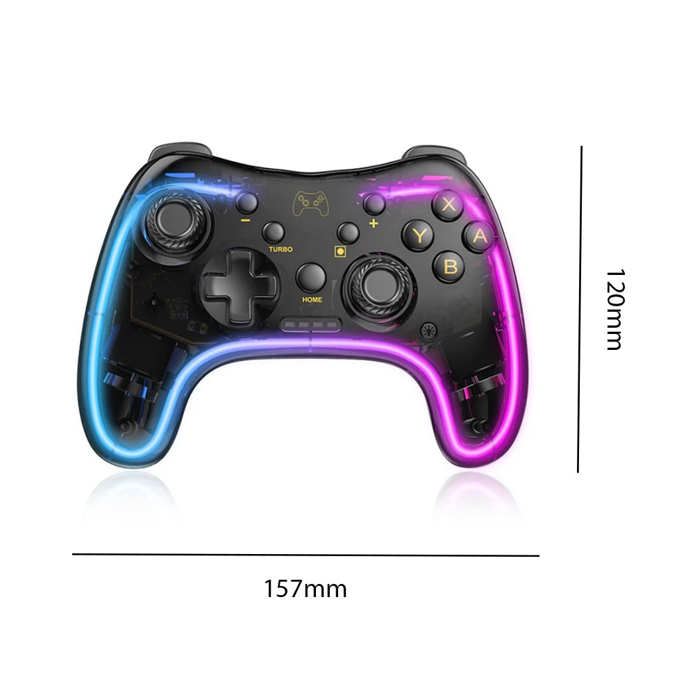 Wireless Transparent RGB Video Gamepads Game Controller Joystick STK-7039RG Compatible For Switch Pro Windows 7/8/10 And PC Steam.