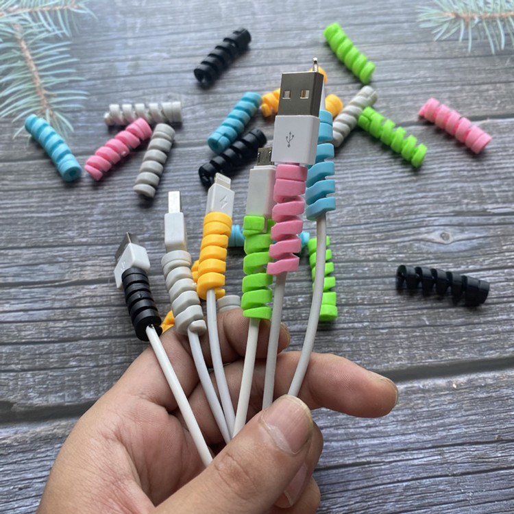 5 Pack Spiral Silicone Cable Protectors for USB and Earphone Wires