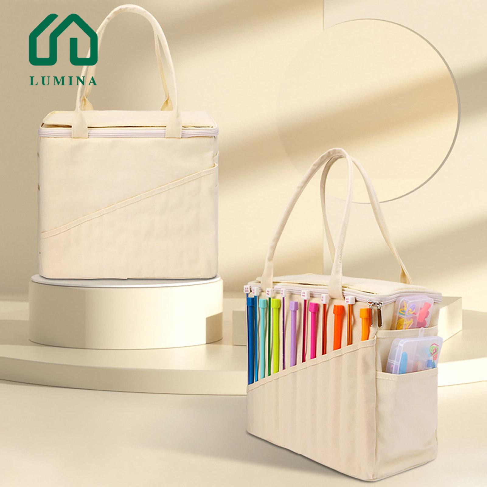 Lumina Quality Knitting Tool Organizer Portable Canvas Yarn Storage Bag with Multi-layer Pockets Lightweight Knitting Tote Organizer for Yarn Storage Tote. 