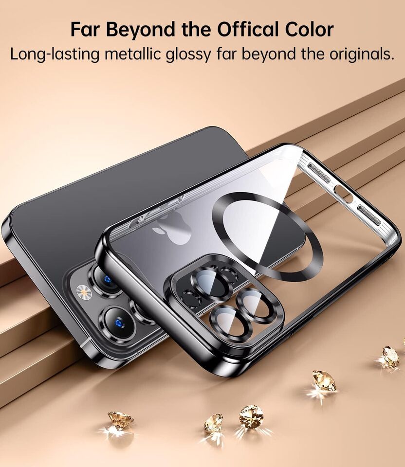 For iPhone 13 Pro Max Shockproof Magnetic Plating Clear Soft Case Cover. 