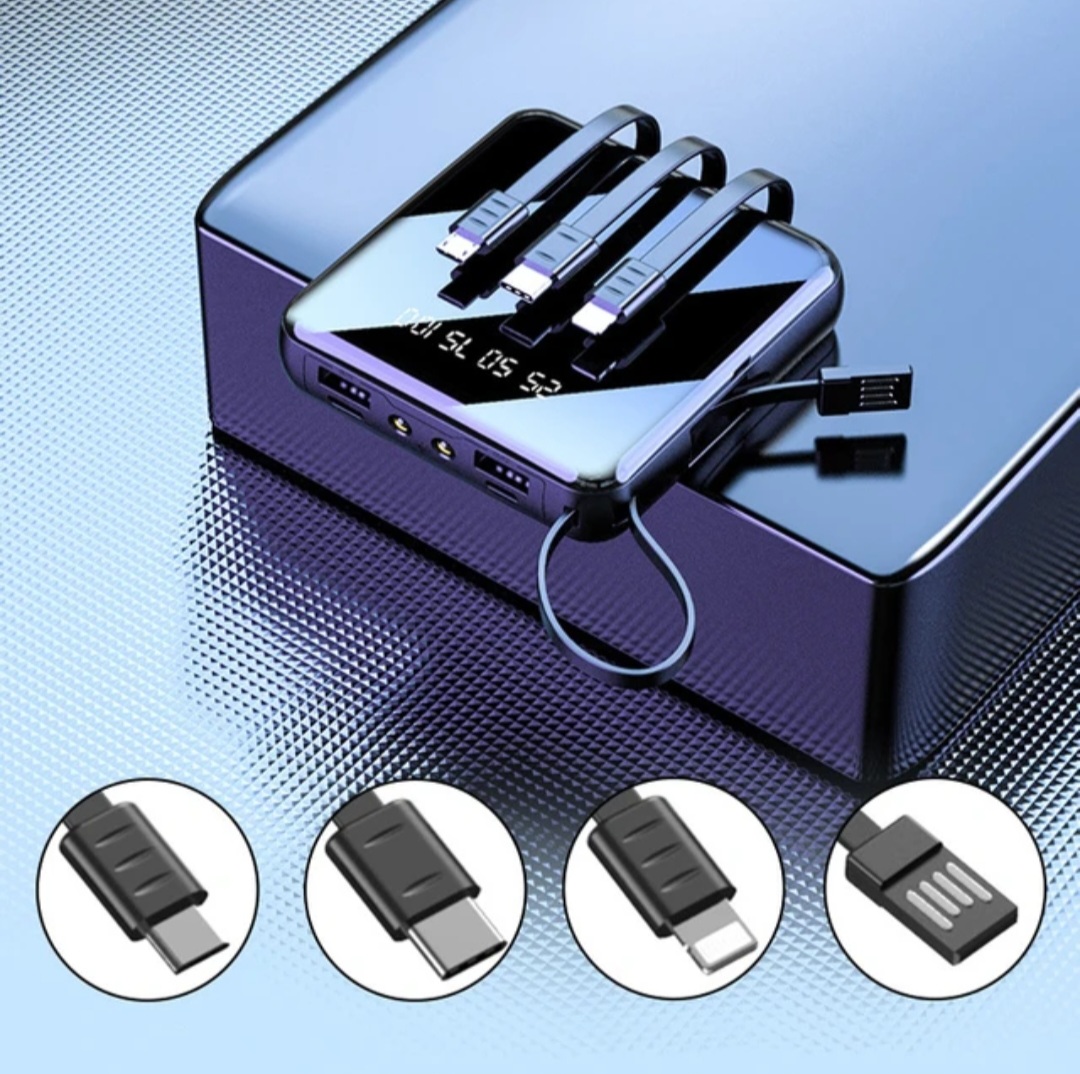 20000 MAH Powerbank with LED Display and All in One Cable set. 