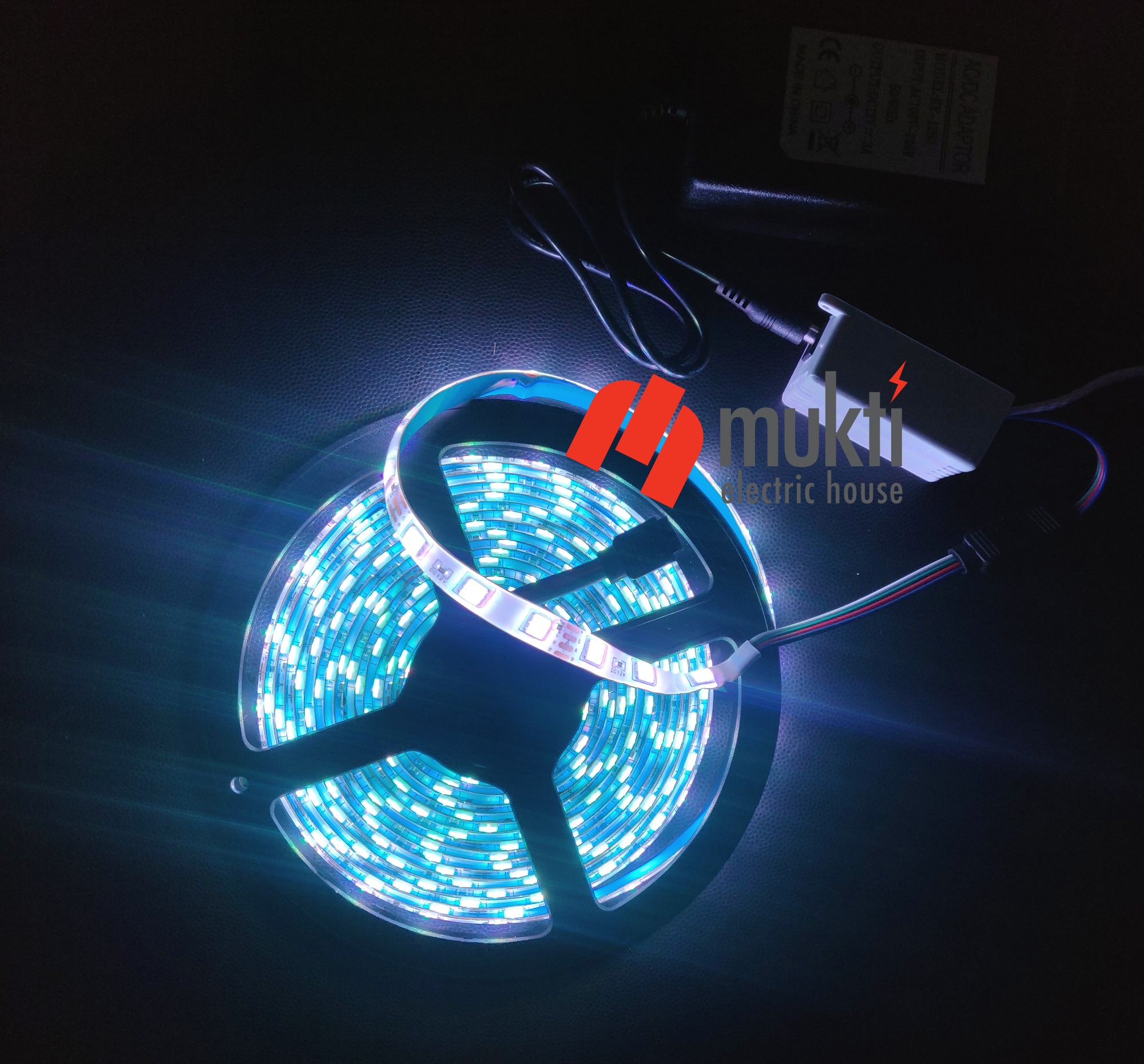 RGB LED Strip Light 16 Colors 5 Meters with Remote Control Adapter Blue Green Red White. 