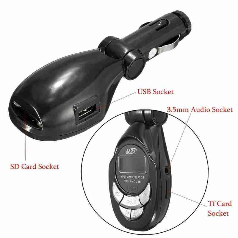 Wireless Handsfree Bluetooth FM Tran_s_mitter Black Modulator USB Car Kit MP3 Player Flash Drive 3.5mm Audio Interface. 